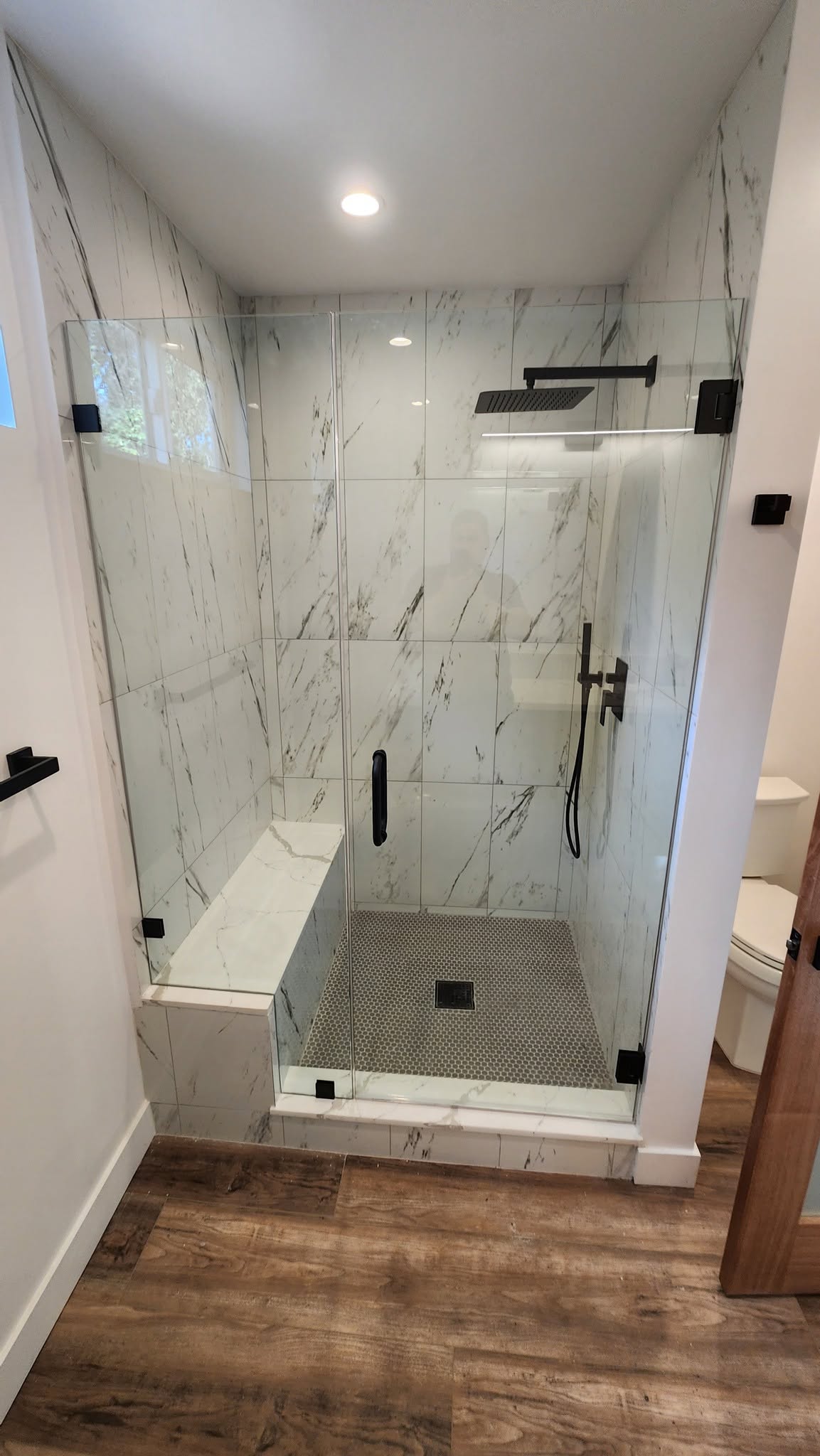Custom Notched Shower Glass over Bench